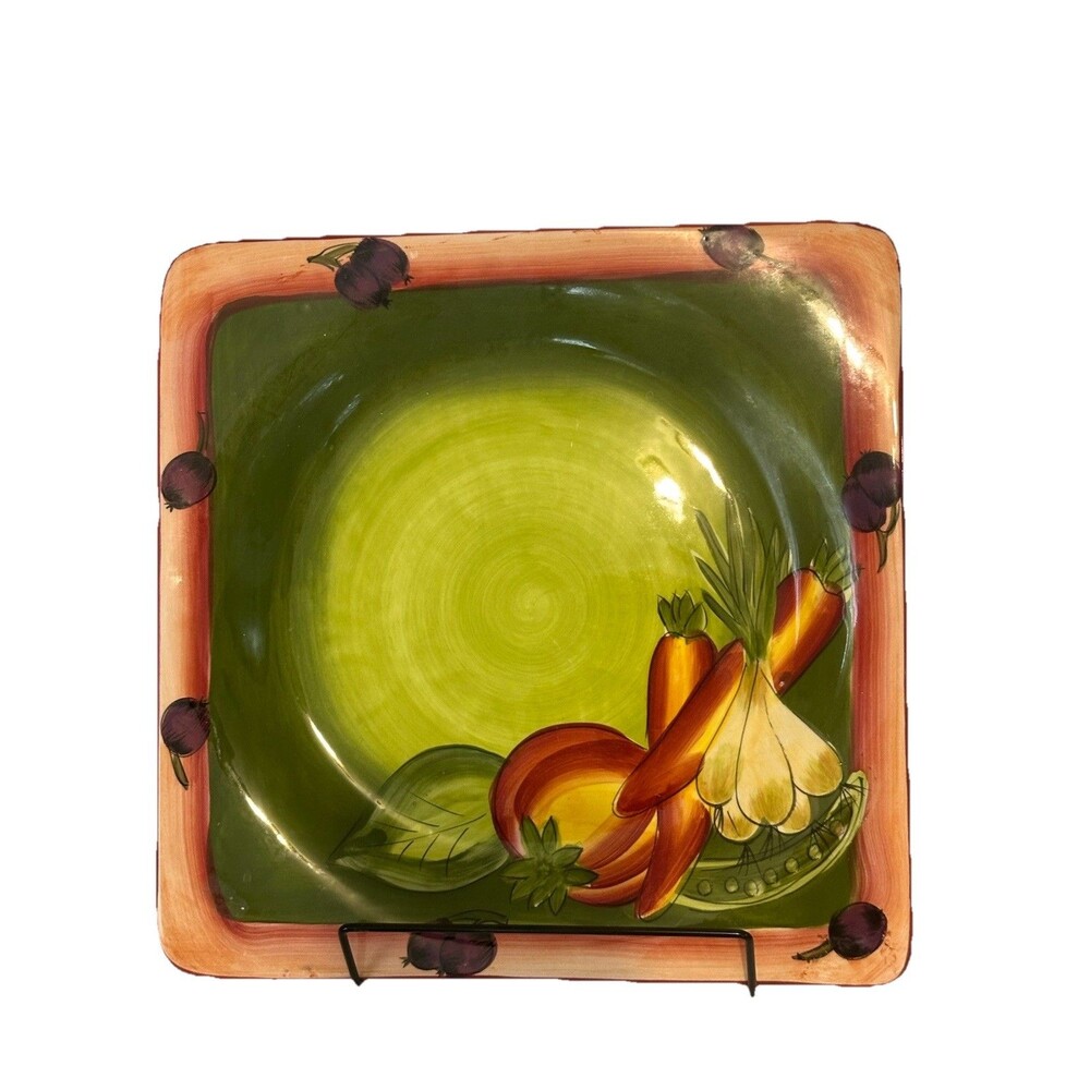 Laurie Gates Gates Ware Vegetable Design Serving plate/ Platter   11” Square